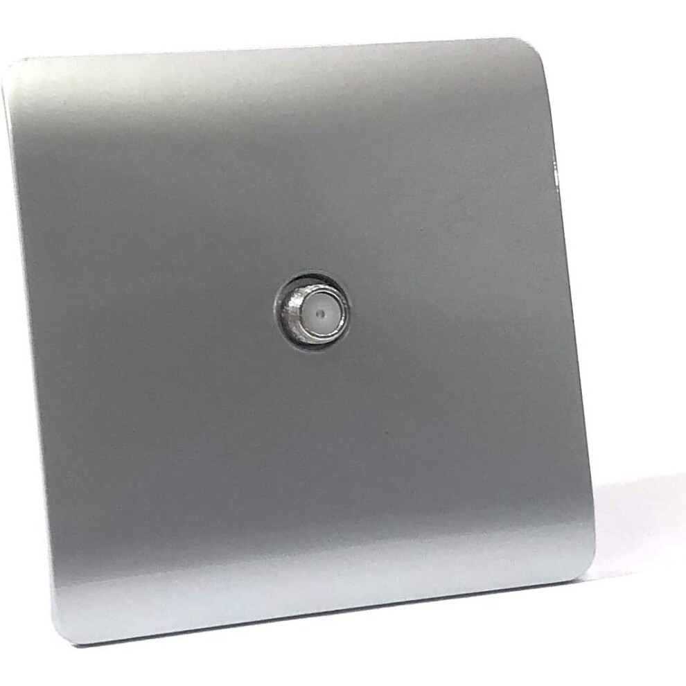 Trendi 1 Gang Artistic Modern Glossy Screwless Television Satellite Socket in Silver - ART-SATSI