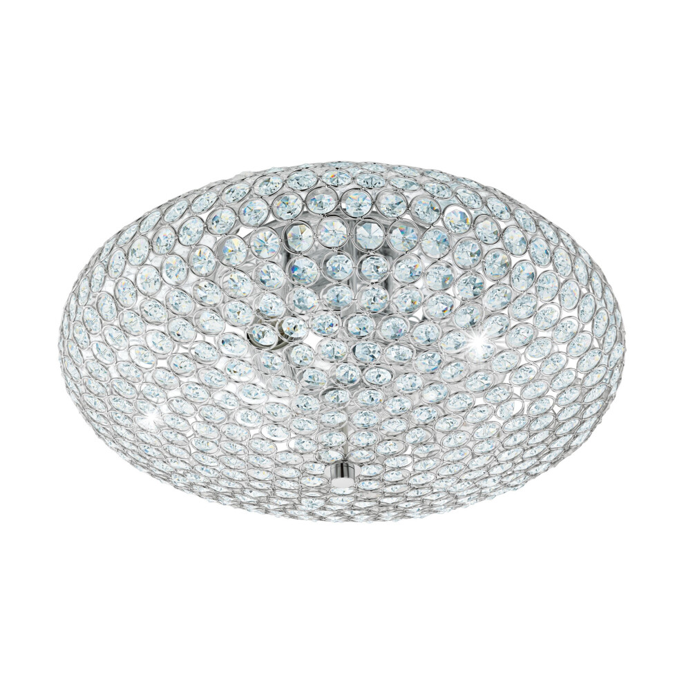 Loops Flush Ceiling Colour Chrome Plated Shade Clear Crystal Bulb E27 3X60w Light