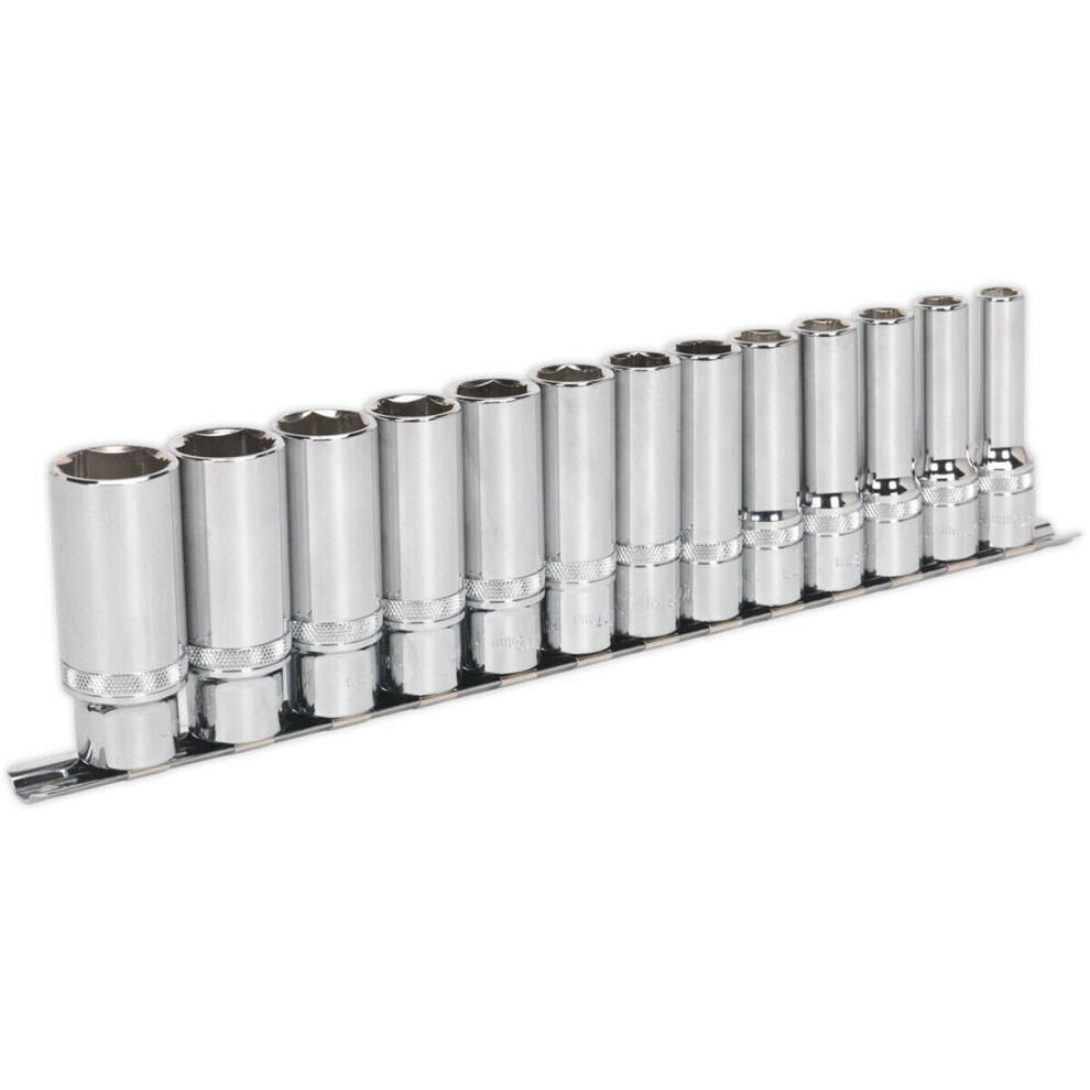 Loops 13 Pack Deep Socket Set 1/2" Metric Square Drive - 6 Point Lock-On Rounded Heads