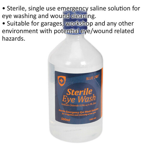 Loops 500ml Sterile Eye Wash Solution - 0.9% Sodium Chloride - First Aid Wound Washing 1