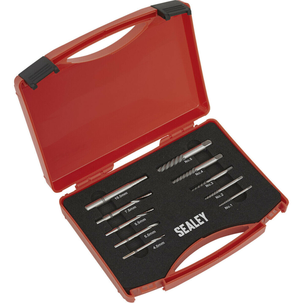 Loops 10 Piece Step Drill Screw / Bolt Extractor Set - Broken & Seized Screw Removal