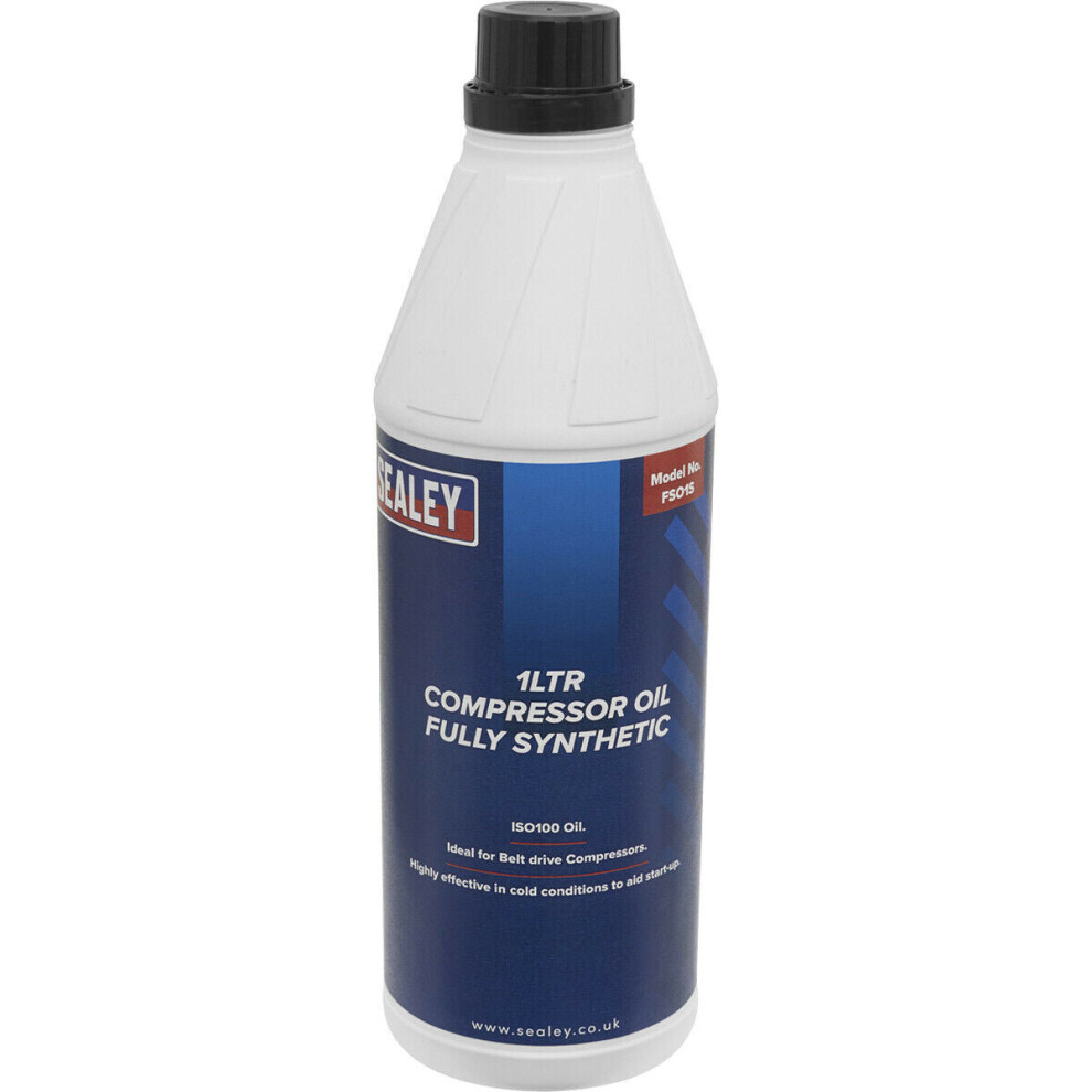 1L Fully Synthetic Compressor Oil - Suits Belt Drive Compressors - Start-Up Aid