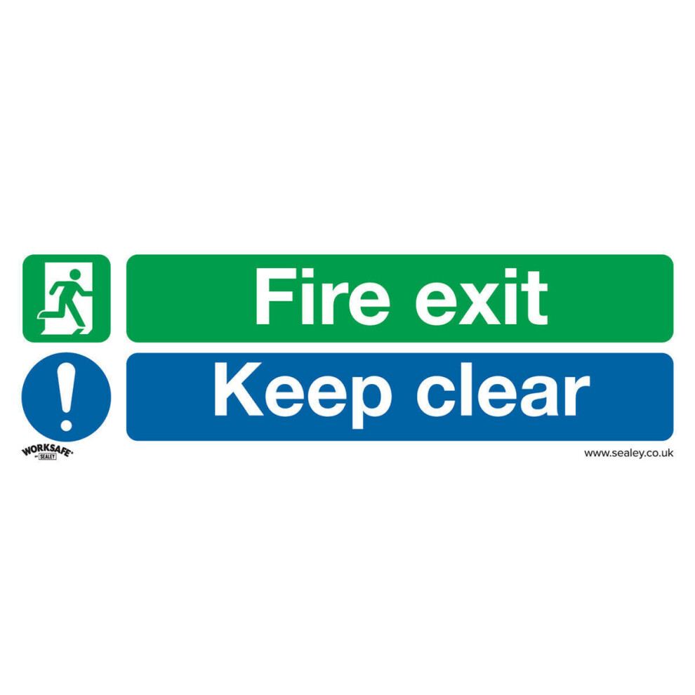 1x FIRE EXIT KEEP CLEAR Health & Safety Sign - Rigid Plastic 300 x 100mm Warning