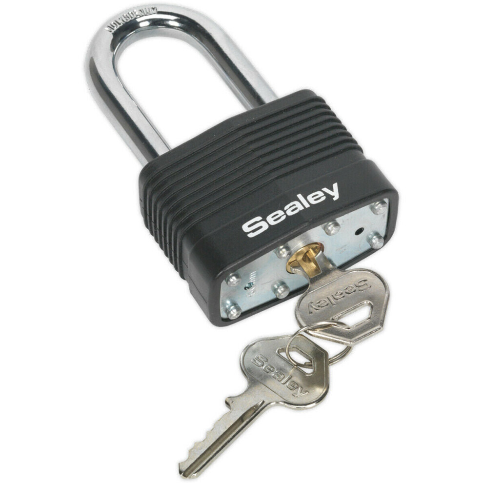 50mm STEEL BODY Padlock 8mm Hardened LONG SHACKLE - 2 Key Security Unit Lock