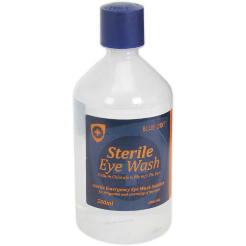 Loops 500ml Sterile Eye Wash Solution - 0.9% Sodium Chloride - First Aid Wound Washing