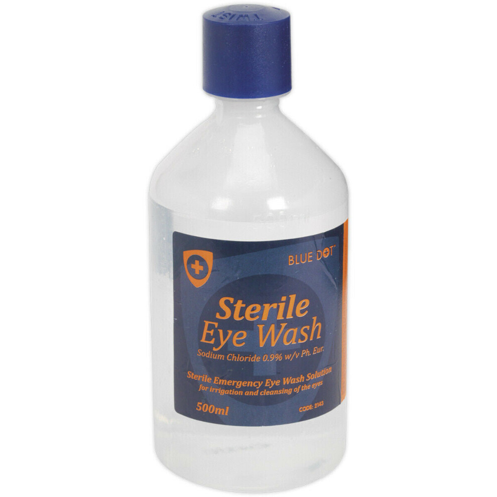 500ml Sterile Eye Wash Solution - 0.9% Sodium Chloride - First Aid Wound Washing