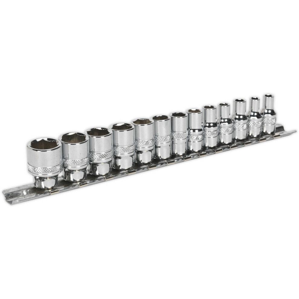 13 PACK Socket Set 1/4" Metric Square Drive - 6 Point LOCK-ON Rounded Heads