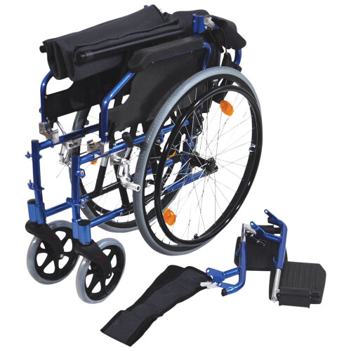 Loops Deluxe Self Propelled Aluminium Wheelchair - Compact Foldable Design - Blue 2