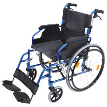 Deluxe Self Propelled Aluminium Wheelchair - Compact Foldable Design - Blue