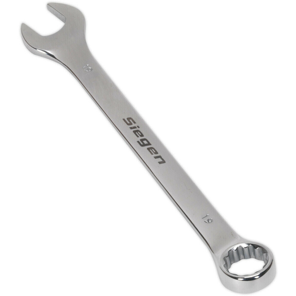 Hardened Steel Combination Spanner - 19mm - Polished Chrome Vanadium Wrench