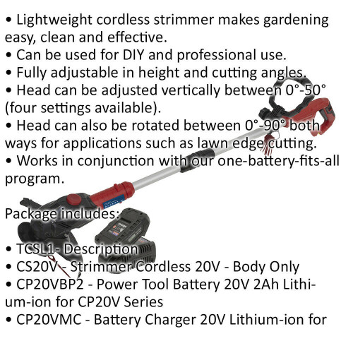 Loops 20V Lightweight Cordless Strimmer - Plastic Blade - Includes Battery & Charger 1