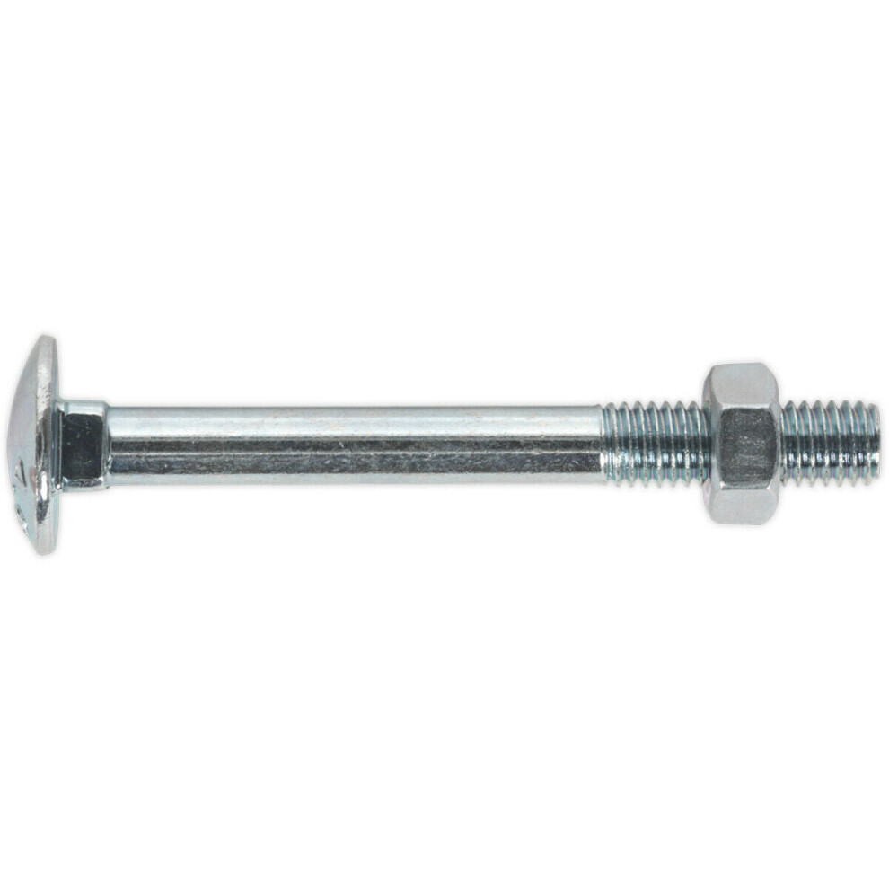 50 PACK Zinc Plated Coach Bolt and Nut - M8 x 75mm - 1.5mm Pitch - DIN 603