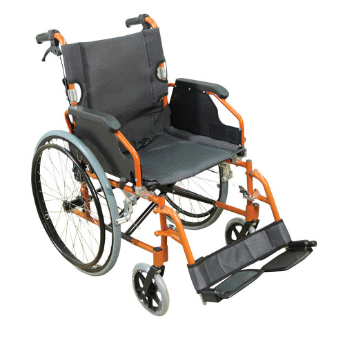 Loops Deluxe Self Propelled Aluminium Wheelchair - Compact Foldable Design - Orange