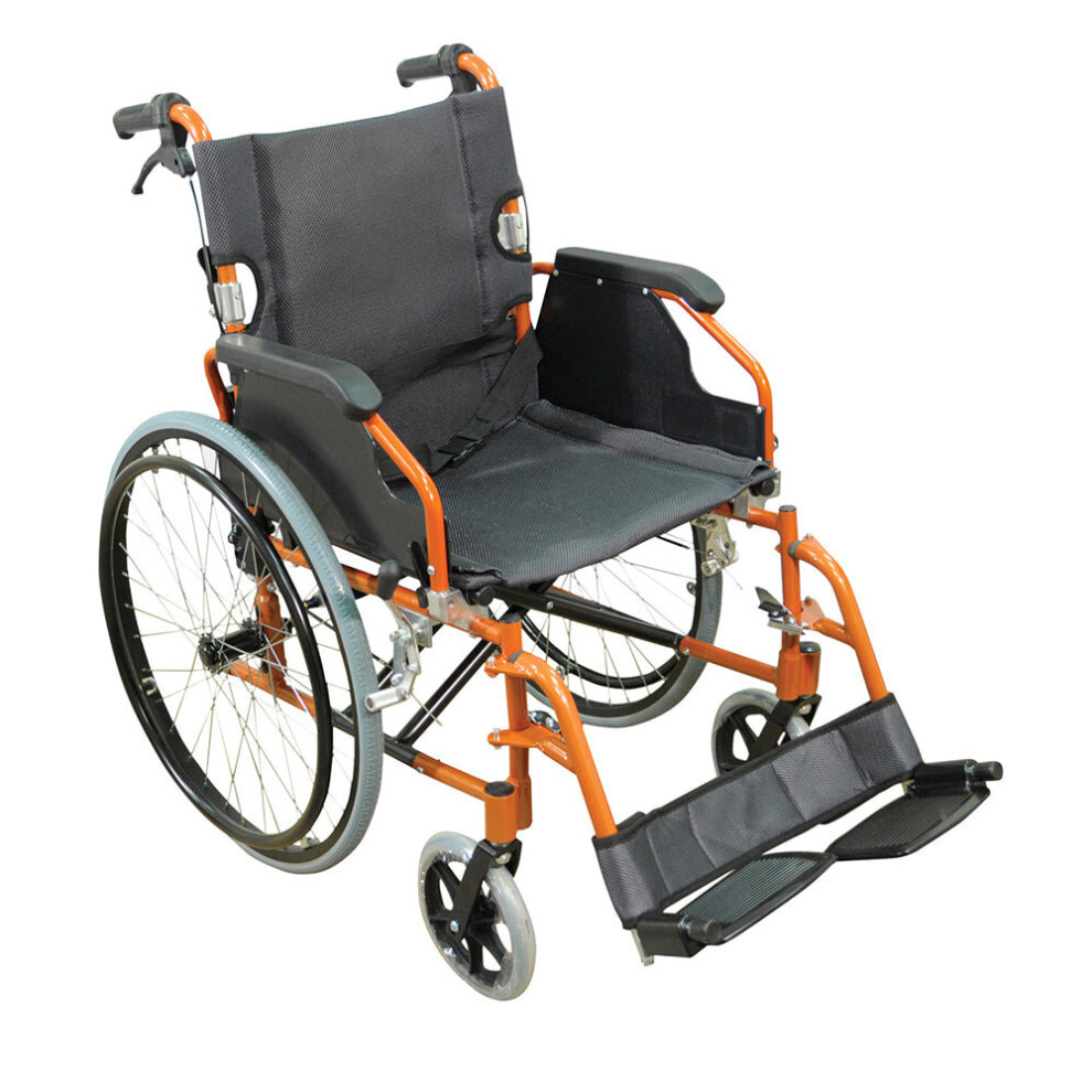 Loops Orange Deluxe Self Propelled Aluminium Wheelchair - Compact Foldable Design