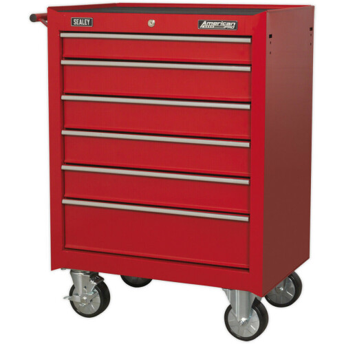 Loops 680 x 460 x 950mm 6 Drawer RED Portable Tool Chest Locking Mobile Storage Box 2