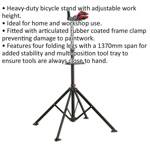Loops Heavy Duty Bicycle Tripod - Rubber Coated Frame Clamp - Adjustable Work Height 1