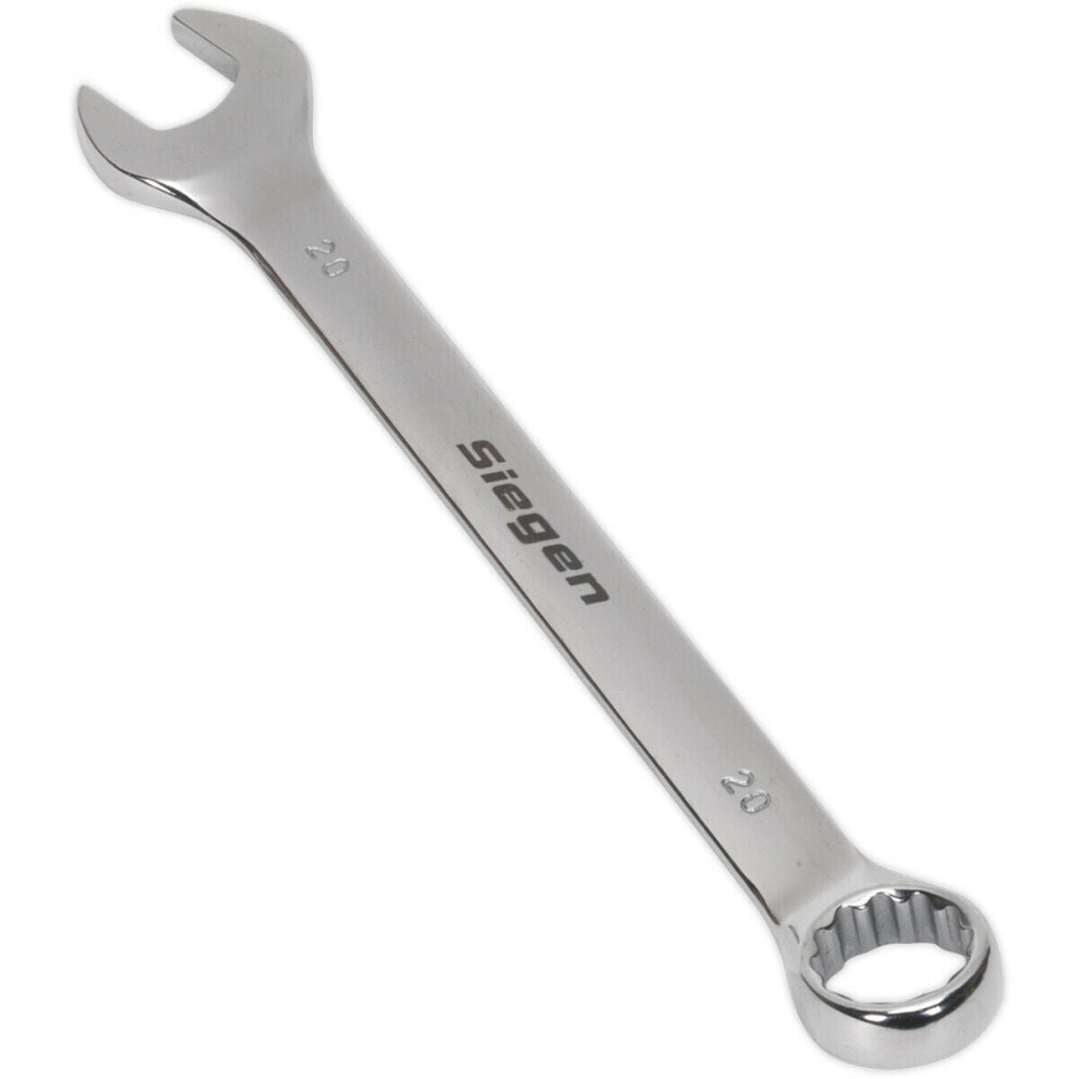 Hardened Steel Combination Spanner - 20mm - Polished Chrome Vanadium Wrench