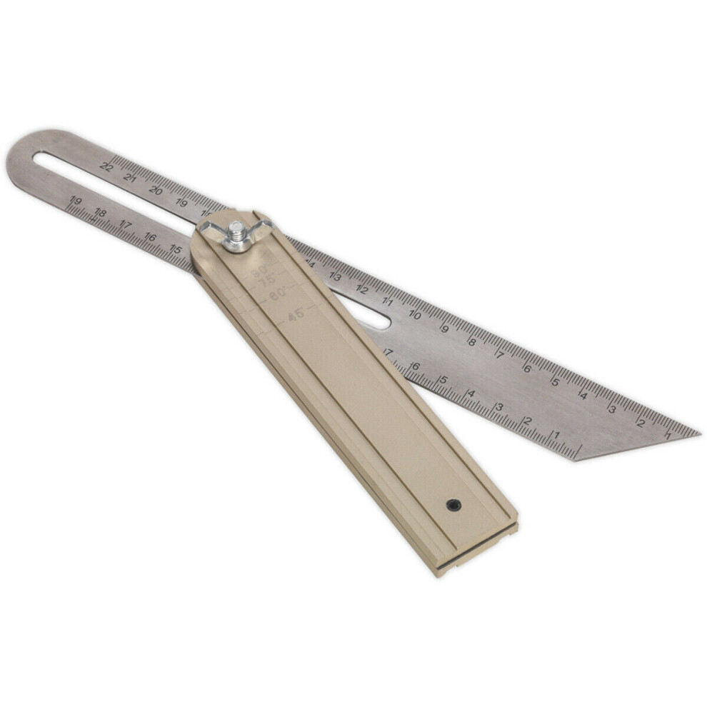 Adjustable Angle Square - Sliding T-Bevel - Metric Graduated - Aluminium Handle