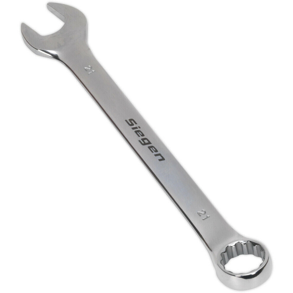 Hardened Steel Combination Spanner - 21mm - Polished Chrome Vanadium Wrench