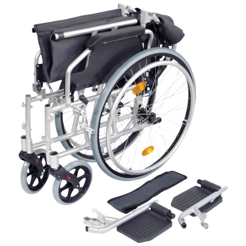 Loops Deluxe Self Propelled Aluminium Wheelchair - Compact Foldable Design - Silver 2