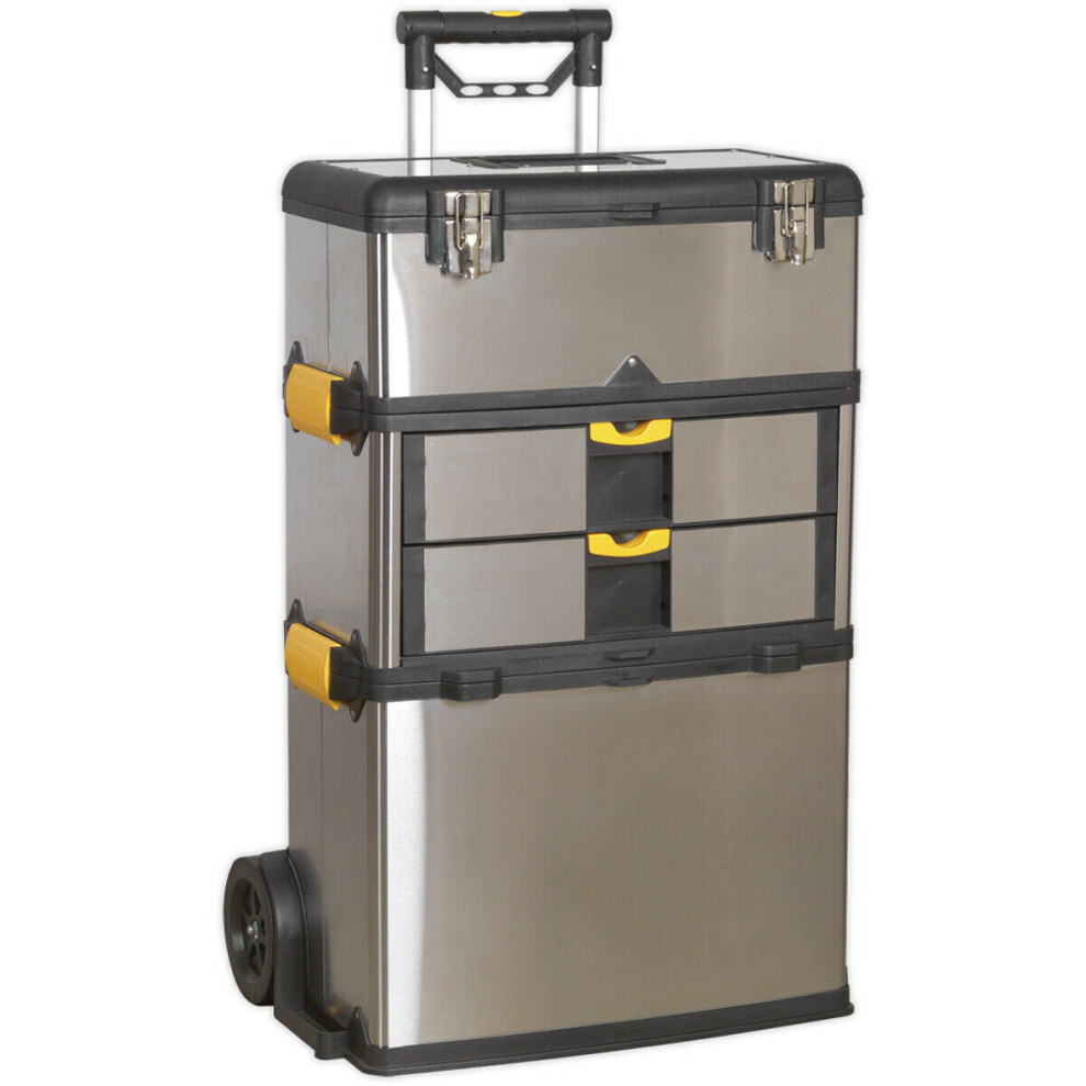 540 x 350 x 840mm Portable STEEL Tool Chest / Multi Compartment Wheeled Toolbox
