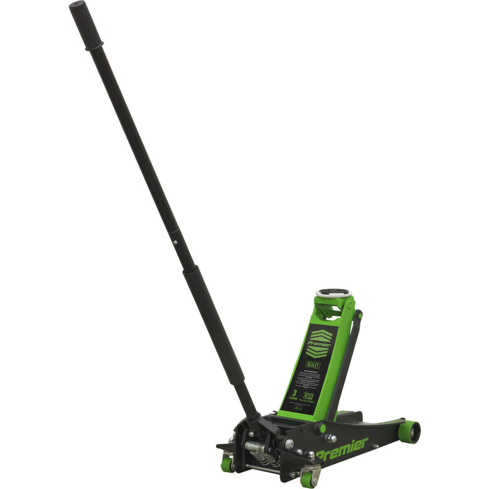 Twin Piston Hydraulic Trolley Jack - 3000Kg Capacity - 533Mm Max Height - Green 5056524235591