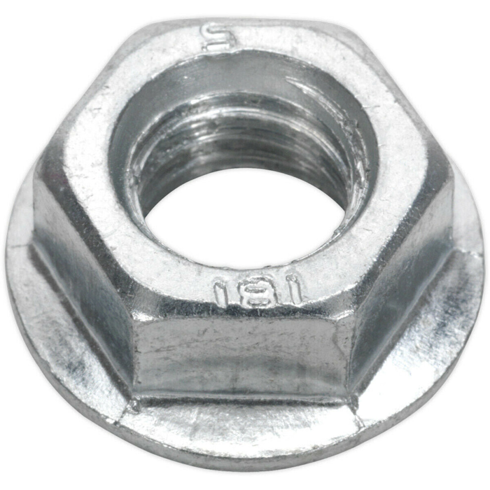 Pack of 50 Zinc Plated Serrated Flange Nut - 1.75mm Pitch - M12 - DIN 6923