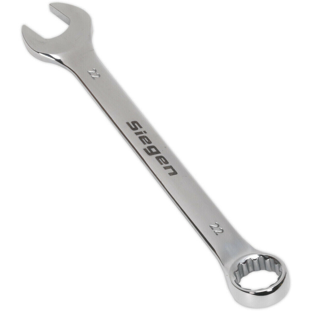 Hardened Steel Combination Spanner - 22mm - Polished Chrome Vanadium Wrench