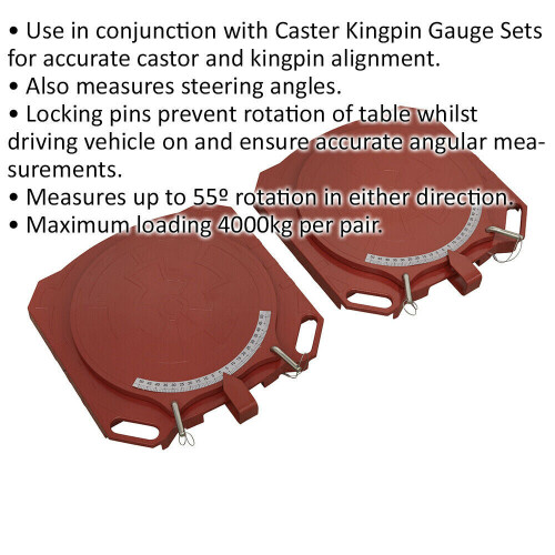 Loops 2x 2000KG Steering Turntables - Wheel Alignment Plates - Tyre Angle Gauge Kit 1
