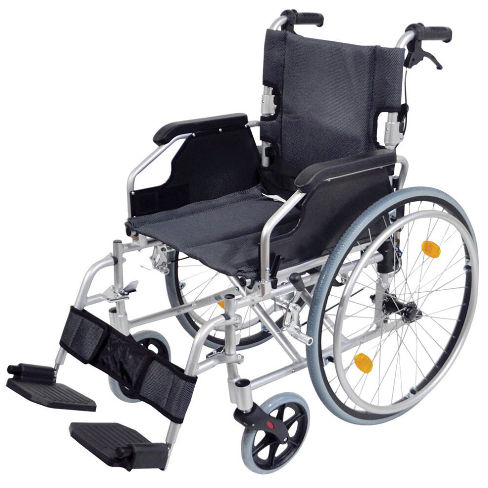 Deluxe Self Propelled Aluminium Wheelchair - Compact Foldable Design - Silver