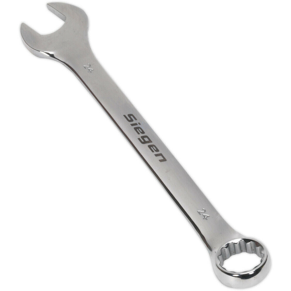 Hardened Steel Combination Spanner - 24mm - Polished Chrome Vanadium Wrench