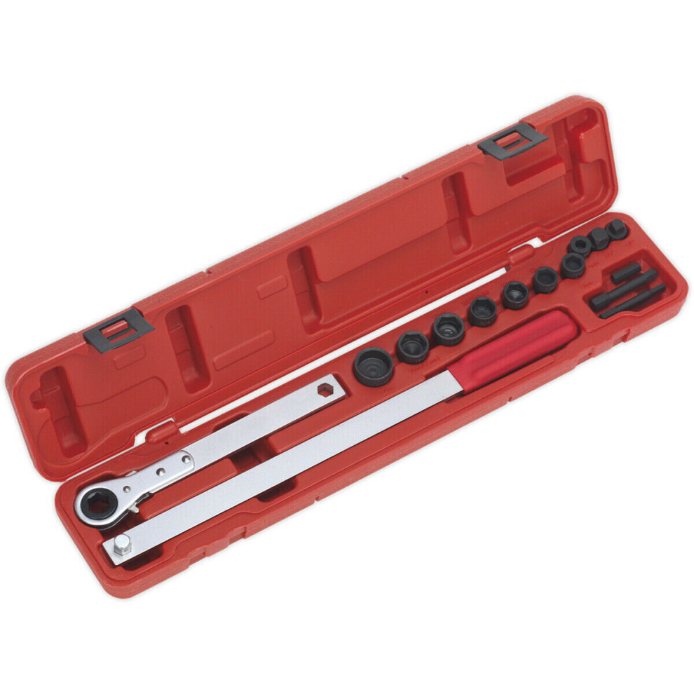 Ratchet Action Auxiliary Belt Tension Tool Kit & Extension Handle - Hex Sockets