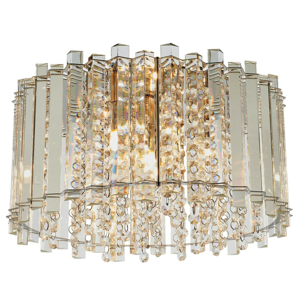 Loops Flush Ceiling Light Clear Crystal & Chrome Plate 4 X 28W G9 Clear Capsule