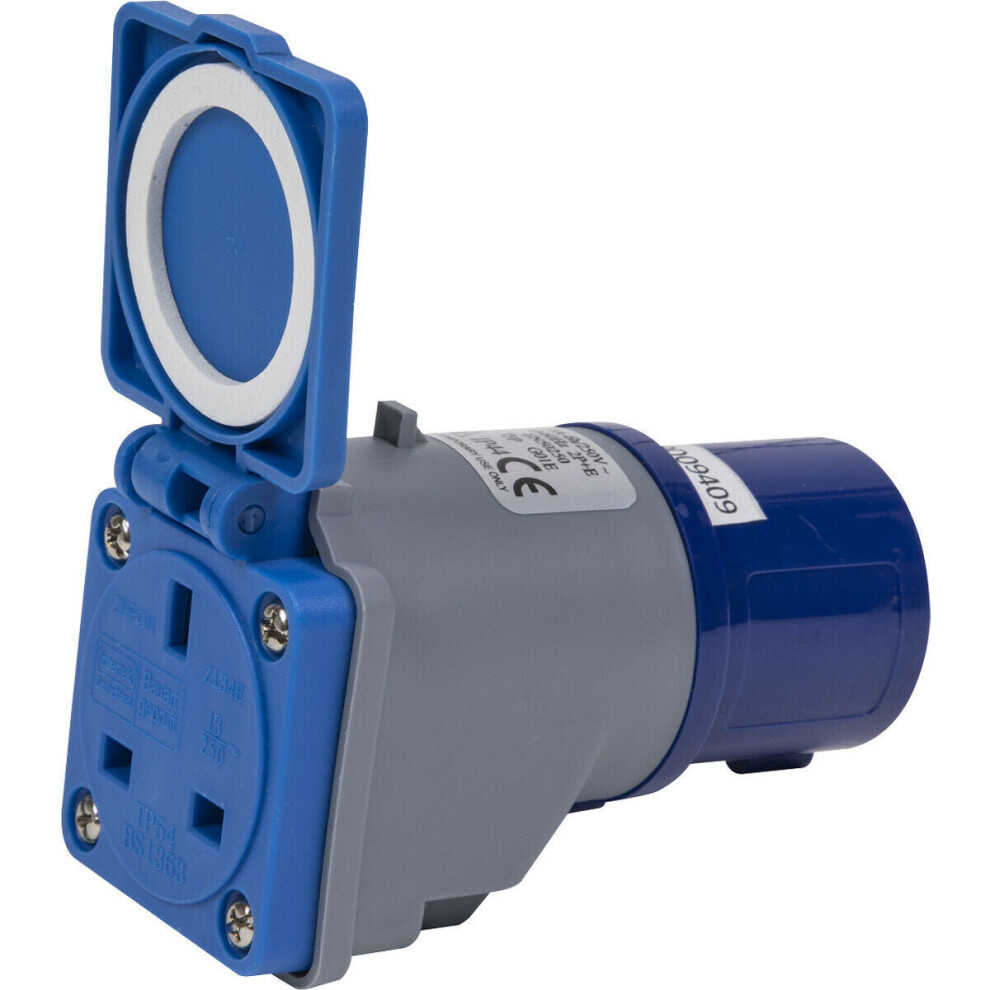 Loops 16A 2P+E Plug To Standard Uk Socket Adaptor - Ip44 Rated - 3-Pin Uk Plug Socket