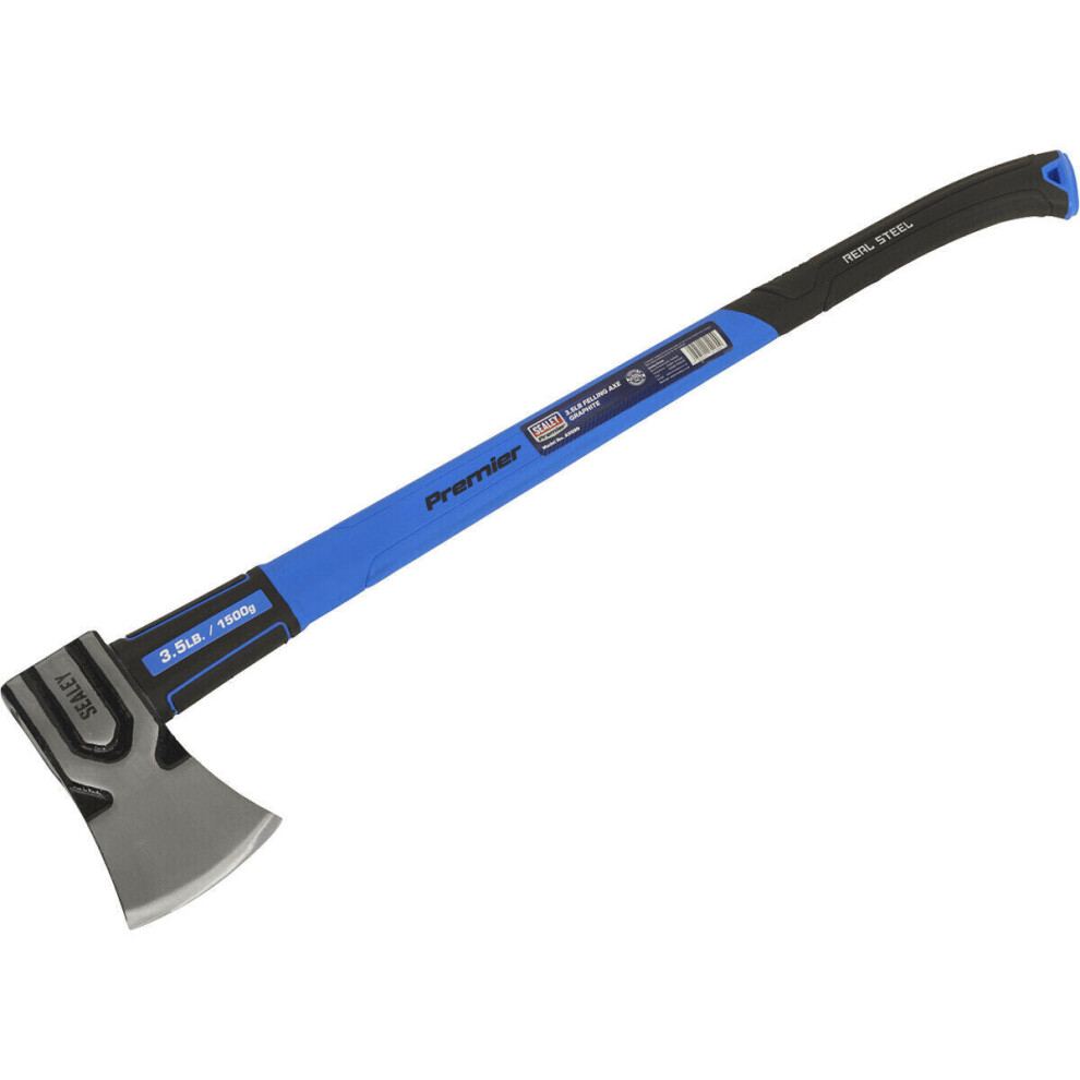 3.5lb Felling Axe - Drop Forged Carbon Steel - Fibreglass Shaft - Tree Cutting