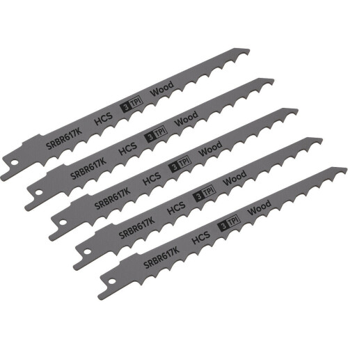 Loops 5 PACK 150mm HCS Reciprocating Saw Blade - 3 TPI - Milled Side Set Teeth 2
