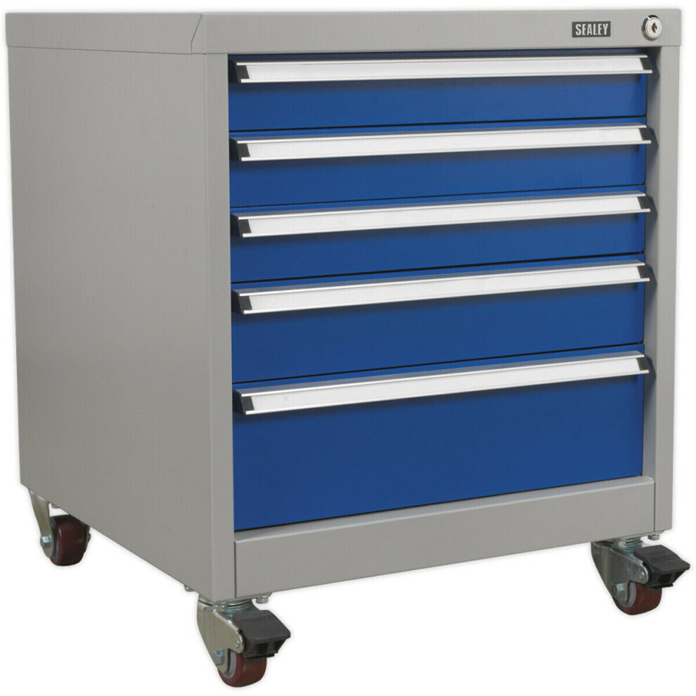 5 Drawer Mobile Industrial Cabinet - 4 x 60mm Wheels - Heavy Duty Drawer Slides