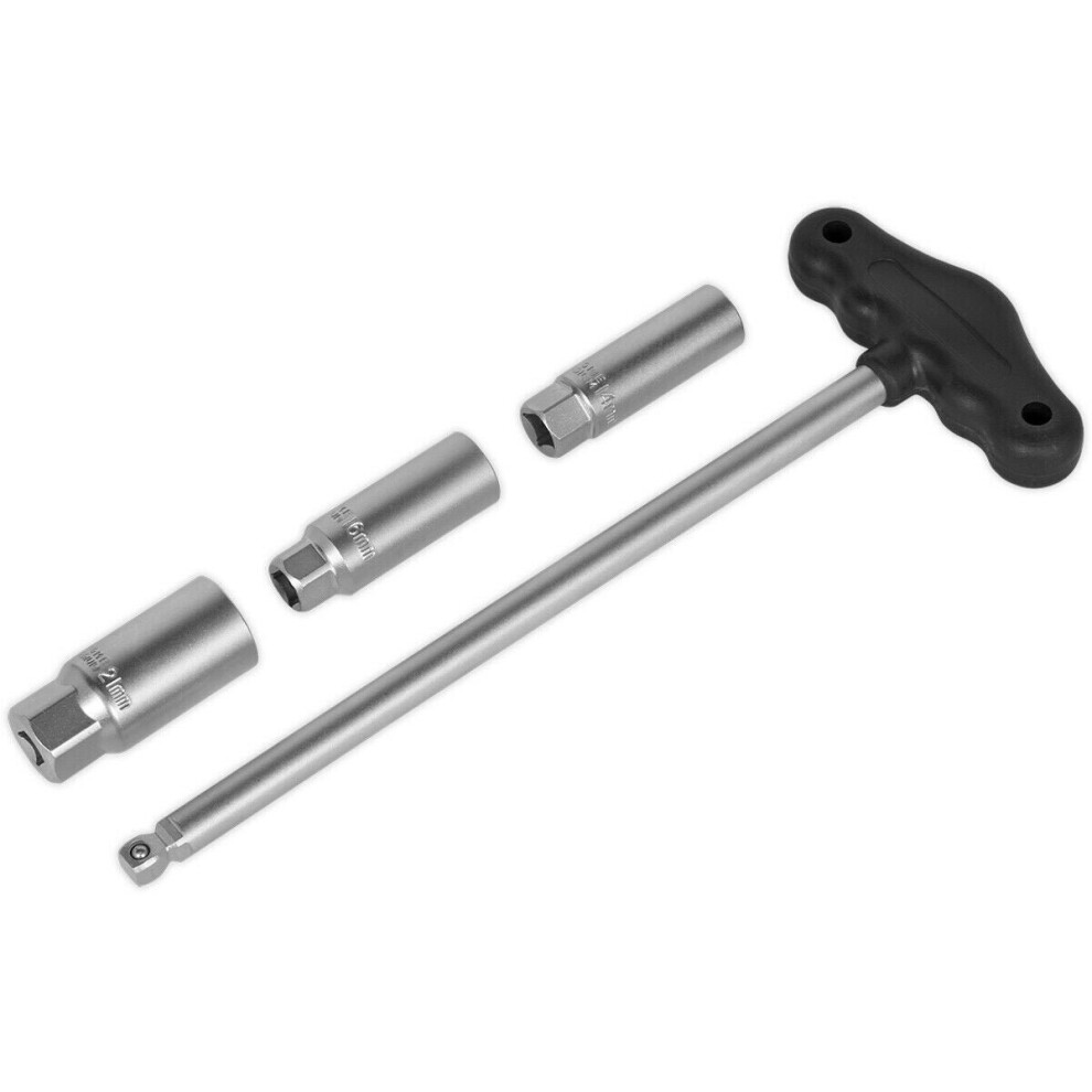 4 Piece Spark Plug Socket Set - T-Bar Handle - 3/8" Sq Drive - Rubber Inserts-image-OPC-P8WK85N-NEW