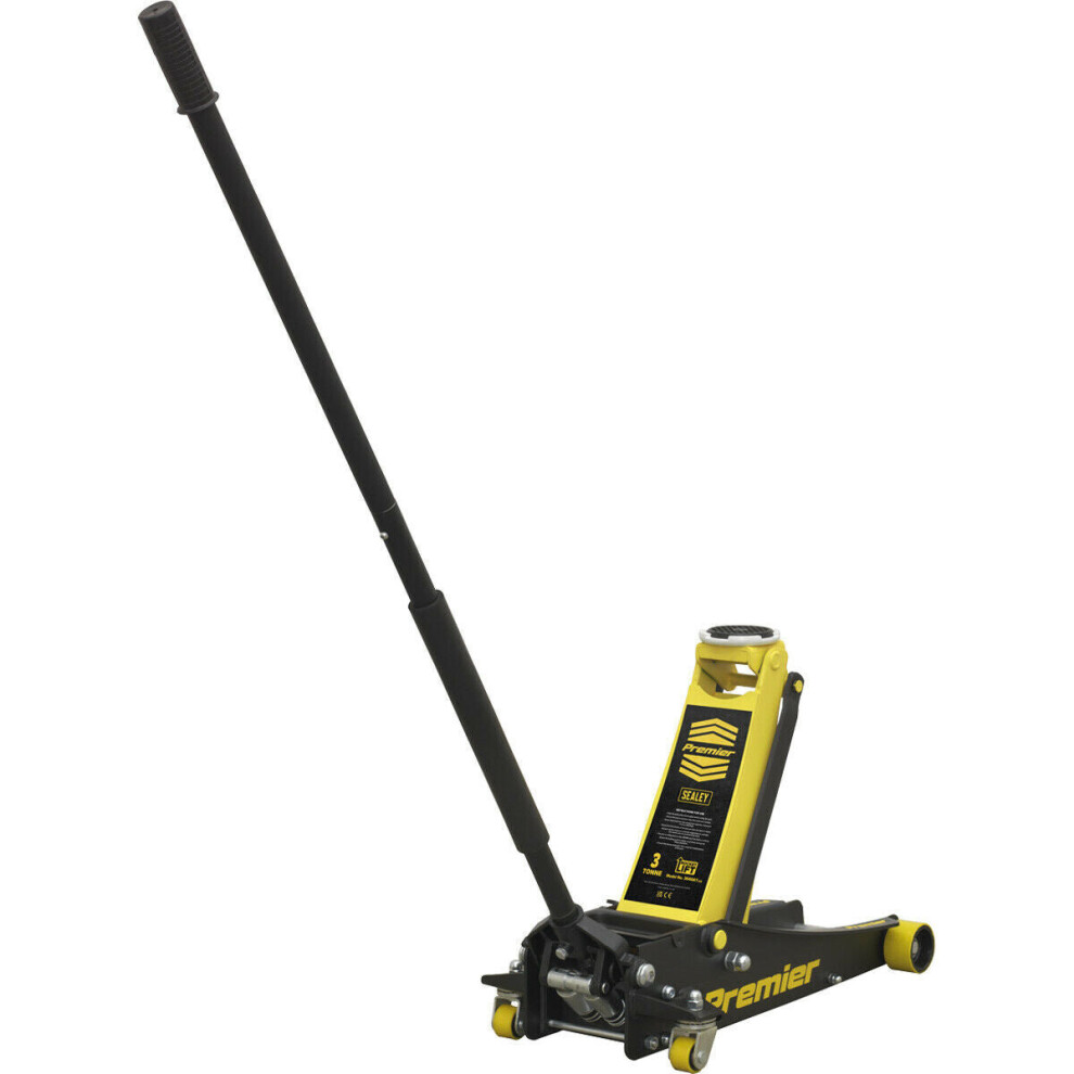 Twin Piston Hydraulic Trolley Jack - 3000kg Capacity - 533mm Max Height - Yellow