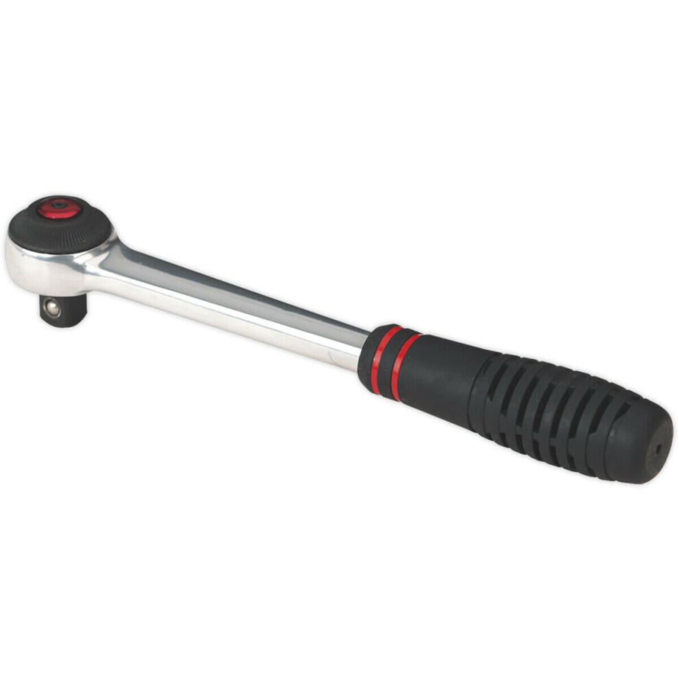 72-Tooth Ratchet Wrench - 1/2 Inch Sq Drive - Rubber Grip Handled Steel Wrench