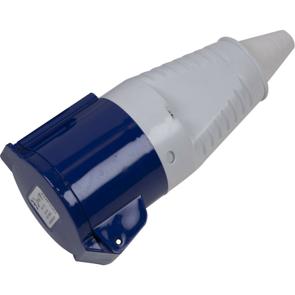 Loops 230V Plug Socket - Suitable For 2P+E 32A Connectors - Ip44 Rated Site Plug Blue