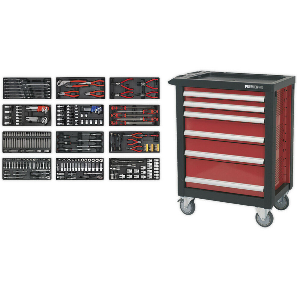 6 Drawer Rollcab with 298 Piece Tool Kit - Ball Bearing Slides - Cylinder Lock