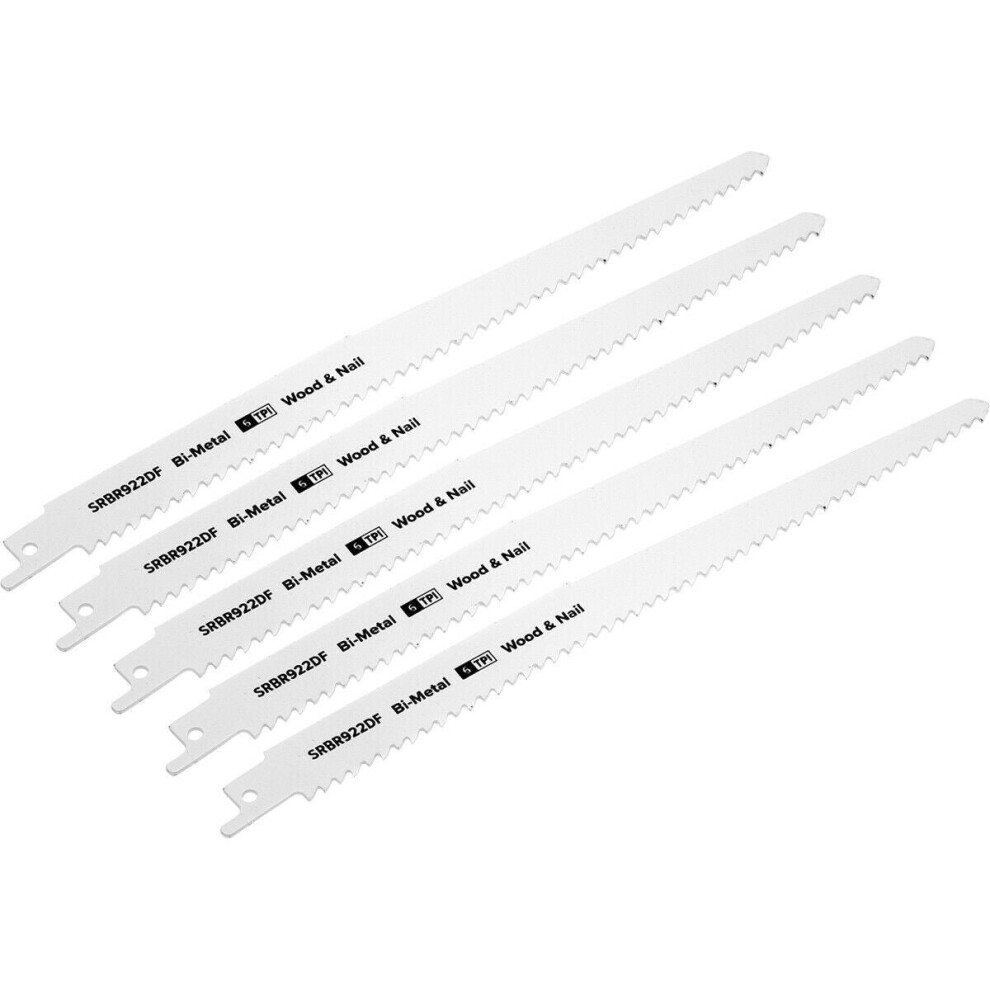 5 PACK 230mm Bi-Metal Reciprocating Saw Blade - 6 TPI - Milled Side Set Teeth