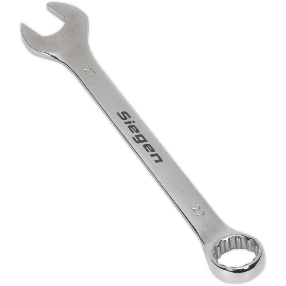 Hardened Steel Combination Spanner - 27mm - Polished Chrome Vanadium Wrench