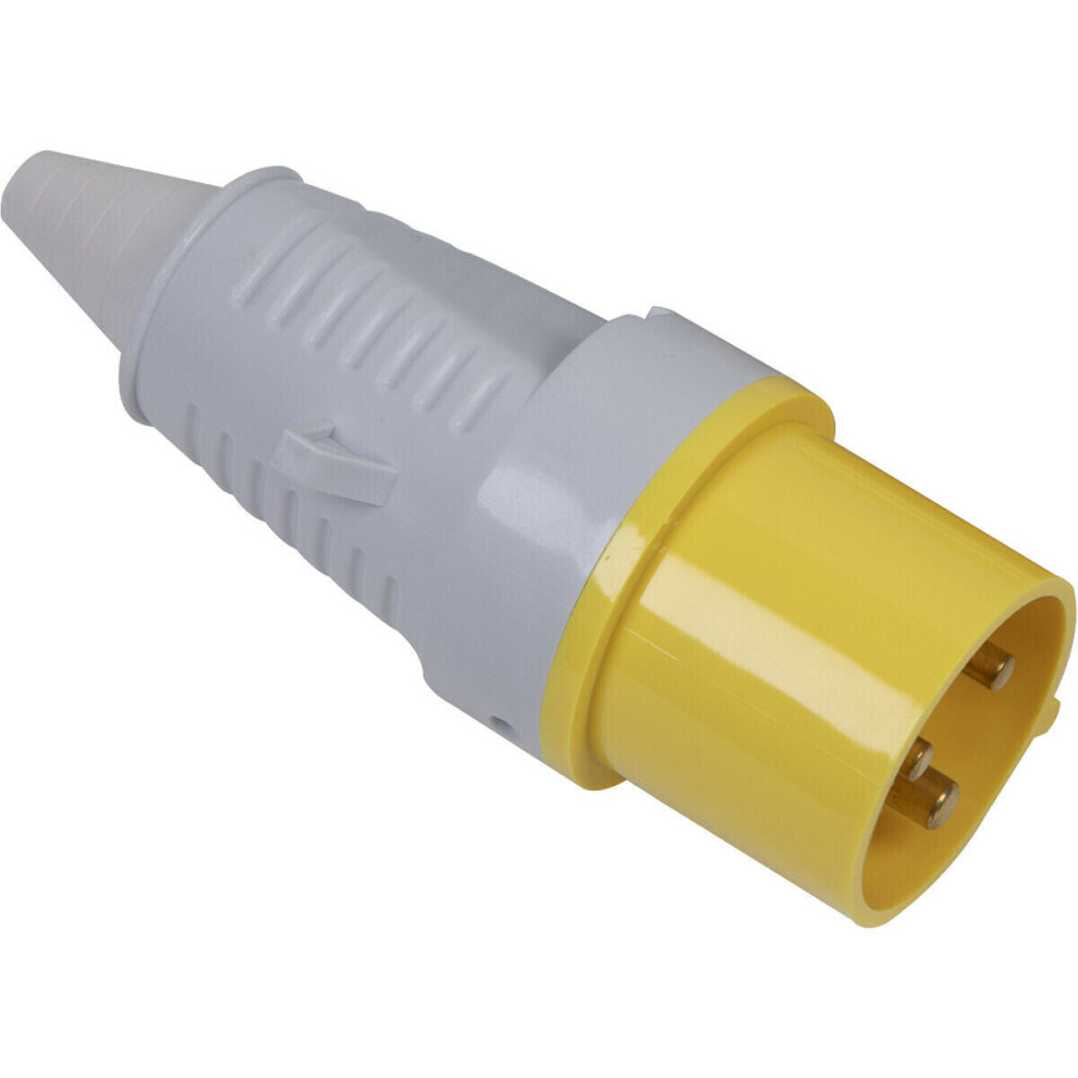 110V Yellow 2P+E Plug - Industrial 16A 2P+E Site Plug Connector - Ip44 Rated 5056581949035