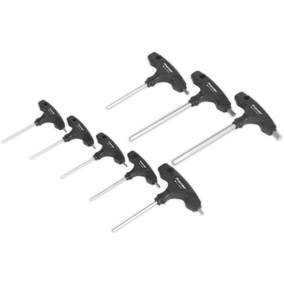 8 Piece Metric T-Handle Hex Key Set - 125 To 220Mm Length - Long & Short Shafts 5056524251478