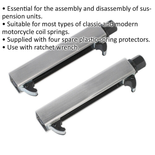 Loops PAIR - 400KG Motorcycle Coil Spring Compressor Set - 105mm Jaw 3/8" Square Drive 1