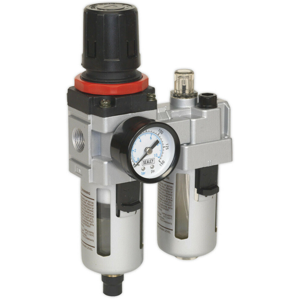 Air Supply Filter Regulator & Lubricator - 3/8" BSP Inlet - 55cfm Max Airflow