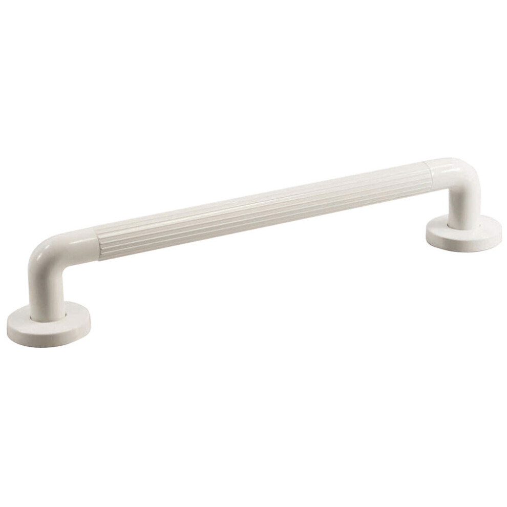 Ribbed UPVC Plastic Bathroom Wall Grab Bar - 600mm Length - Reinforced Fixings