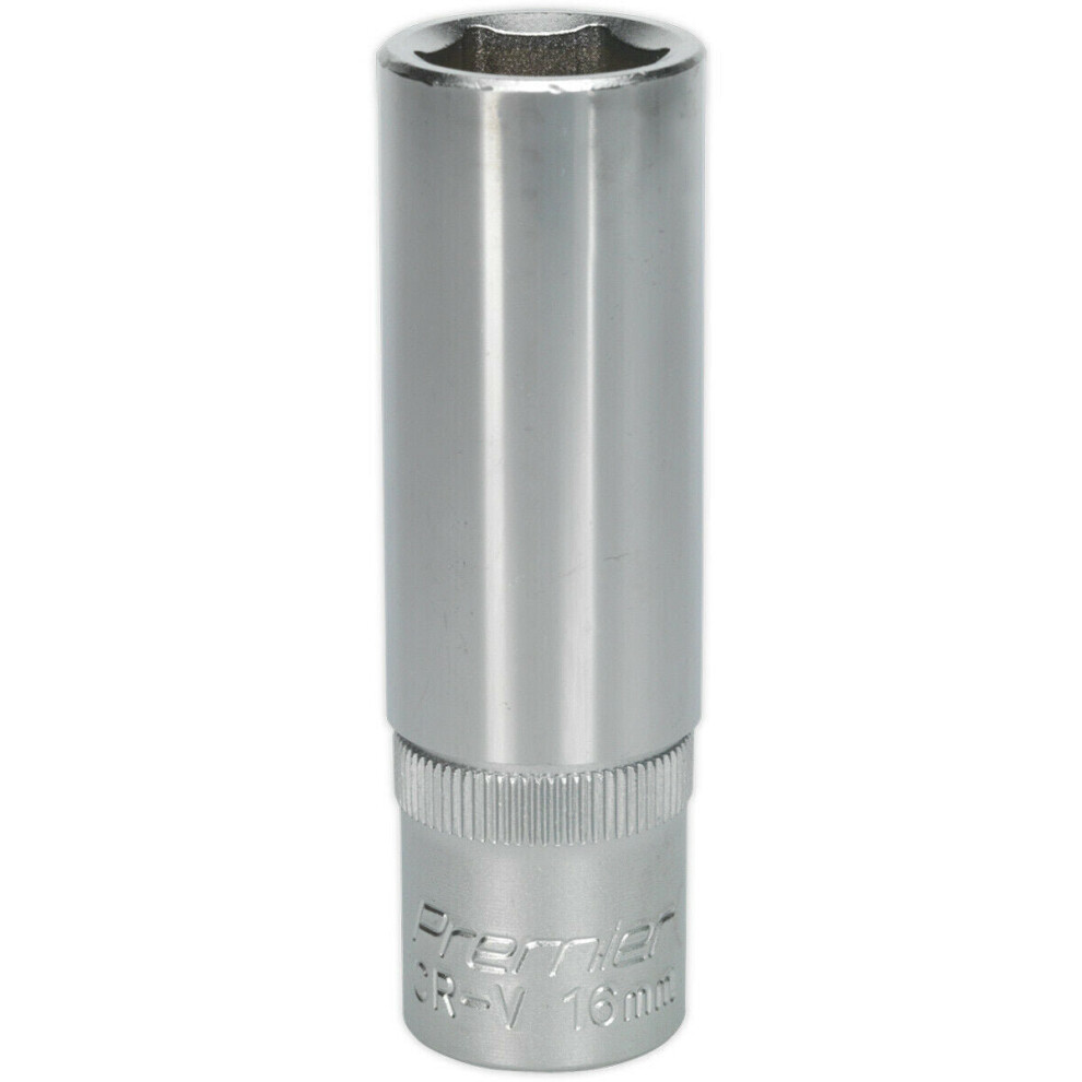 16mm Steel Deep Drive Socket - 1/2" Square Drive - Chrome Vanadium Socket